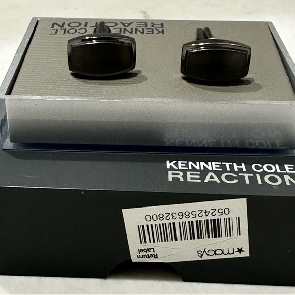 Kenneth Cole Cufflinks Brushed Polished Steel Silver Tone Rectangle Mens New - Picture 1 of 12